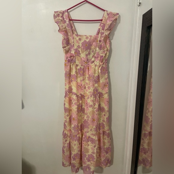 Multicolour Floral Ruffled Midi Dress - Picture 3 of 12